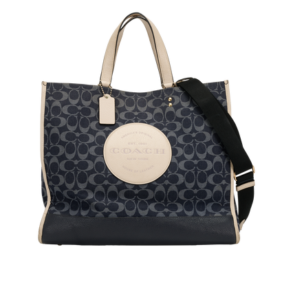 Dempsey Tote 40, &pound;120, Handbags, Blue/White, Canvas/Leather, Front view